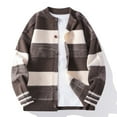 thumbnail image 4 of Men's Sweater Coat Long Sleeve Button Down Crewneck Color Block Knit Cardigan Outerwear Coffee M, 4 of 5