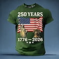 thumbnail image 2 of 250Th Anniversary Short Sleeve T Shirt Comfortable Breathable 250Th Graphic Tees Men Army Green L, 2 of 6