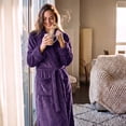 thumbnail image 2 of HEARTNICE Womens Long Fleece Robe Soft Plush Robes for Women Warm Bathrobes Comfy House Coat Full-length（Dark Purple, XX-Large-3X-Large）, 2 of 6