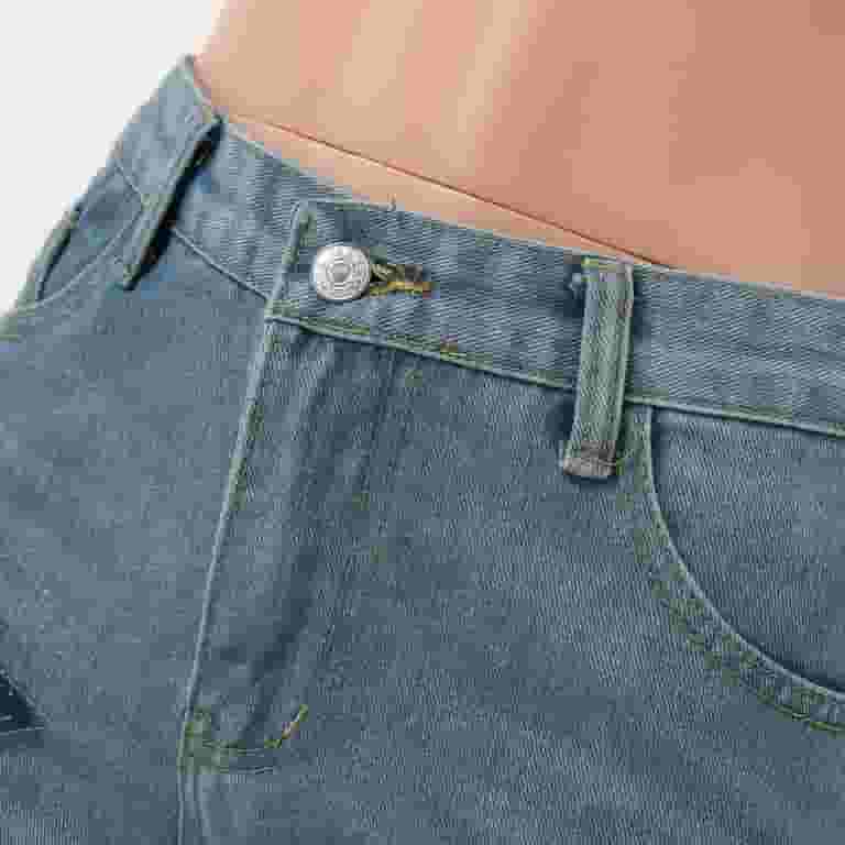 Casual Street Buttons Patchwork Mid Waist Loose Denim Jeans Casual Street Buttons Patchwork Mid Waist Loose Denim Jeans
