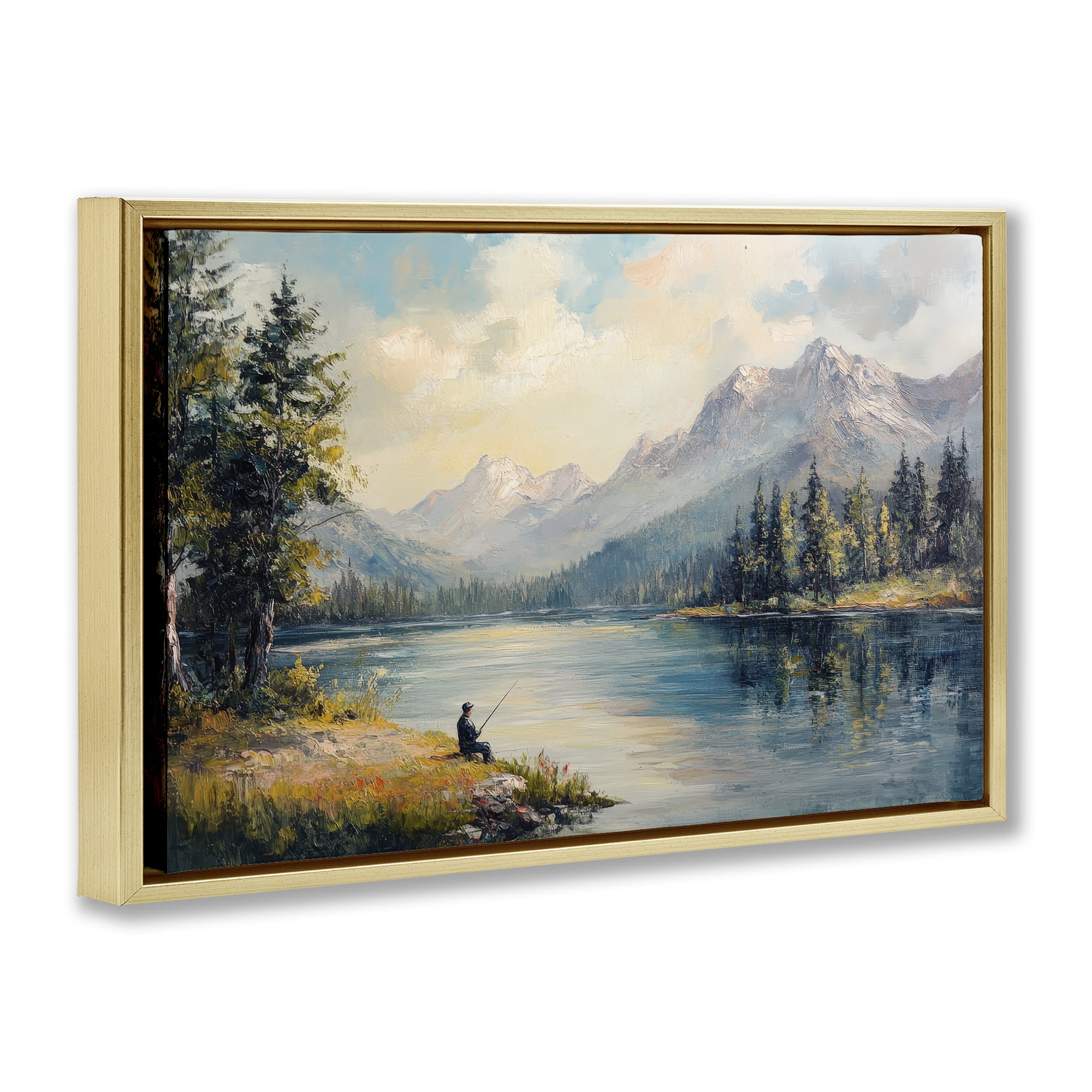 Stupell Industries Secret Fishing Spot Gold Framed Floater Canvas Wall Art, design by Petal Prints Design