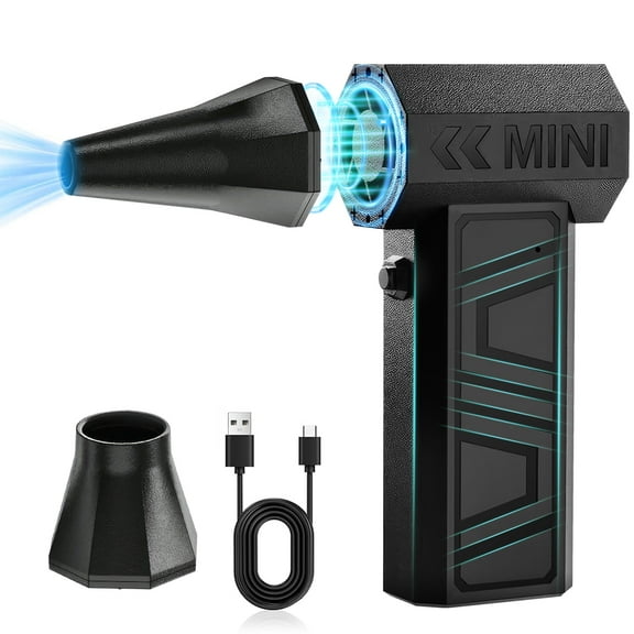 PEPWELL Compressed Air Duster-130000RPM Super Power Electric Air Duster, 4-Gear Adjustable Mini Blower with Fast Charging, Dust Blower for Computer, Keyboard, House, Outdoor and Car with 2 Nozzles