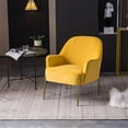 thumbnail image 2 of Modern New Soft Velvet Material Yellow Ergonomics Accent Chair Living Room Chair With Gold More Stabler Adjustable Legs For Indoor Home, 2 of 7