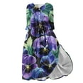 thumbnail image 2 of PuLe 【New】 Summer Short Sleeve Dress Women's Spring Summer Boho Floral Lapel Neck Button Casual A-Line Lace-Up Dress, 2 of 5