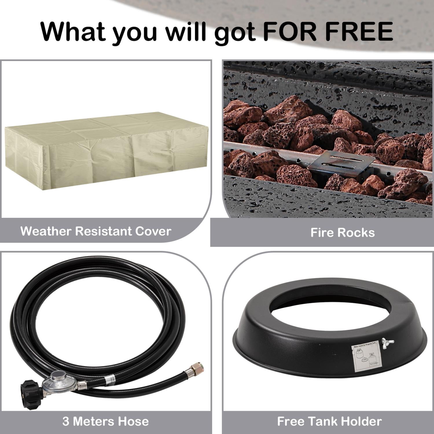 MOALCOFER 42” Propane Fire Pit Table with Lava Rocks,50,000 BTU Steel Gas Fire Pit with Waterproof Cover for Outdoor