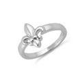thumbnail image 2 of 925 Sterling Silver Platinum Plated Fleur De Lis Women Valentines Day Gifts Ring, 2 of 4