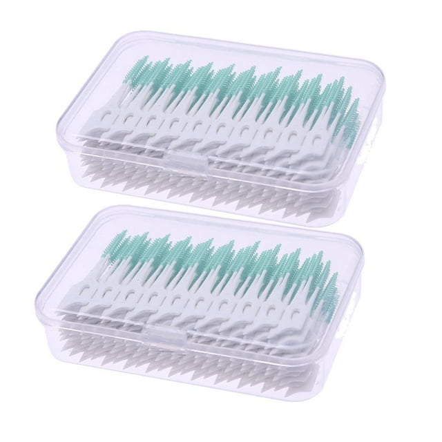 320pcs Double-ended Toothpick Soft Silicone Tooth Picks Floss Interdental Brush Stick Hygiene Tools (Green)