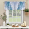 thumbnail image 3 of Blue Marble Window Valance Curtain Abstract Geometric Modern Ombre Blue Rod Pocket Short Curtain for Living Room, Bedroom & Kitchen Window Decor 42x12in, 3 of 8