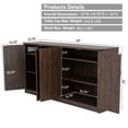 thumbnail image 3 of ChVans 65" Large Farmhouse Coffee Bar Cabinet with 4 Barn Doors, 34"H Wood Kitchen Pantry Cabinet W/4 Adjustable Shelves, Buffet Storage Cabinet for Kitchen, Dining Room, Living Room, Brown, 3 of 6