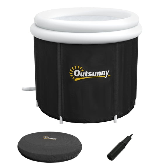 Soaking Tub, Ice Bath Tub, 79 Gallon Outdoor Portable Cold Plunge Tub with Thermo Lid, Cover and Carry Bag for Athletes Recovery and Cold Water Therapy, Black, Black Bathtub,Plastic Clawfoot Tub