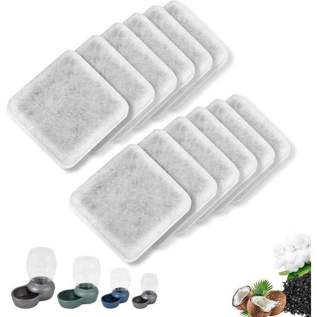 Kospetsin-Pet Water Fountain Charcoal Replacement Filters Compatible with Petmate Replendish Mason Gravity Waterers, Automatic Water Dispenser for Dog Cat Water Bowl Filters(12 Pack)