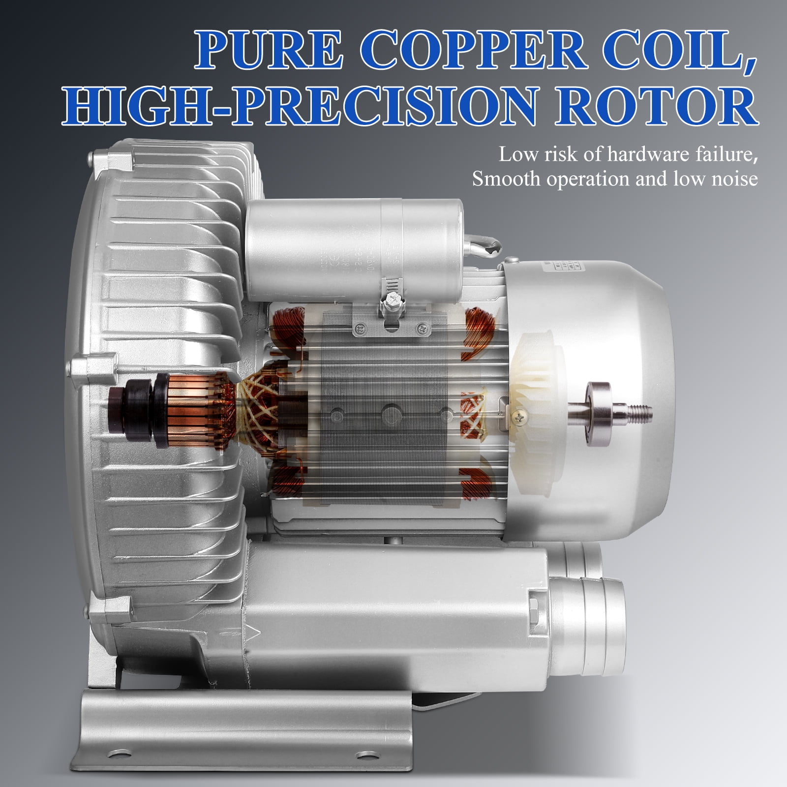 2.41HP Regenerative Blower 110-120V | 1.8 KW 150 CFM High-Pressure Industrial Vacuum Pump for Air Blowing Sewage Aeration Aquarium Fish Pond