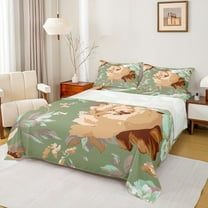 Homewish Vintage Green Flower Twin Sheet Sets for Female, Rustic Farmhouse Twin Fitted Sheet, Western Old Fashion Flat Sheet, Breathable Home Decor, 3-Piece