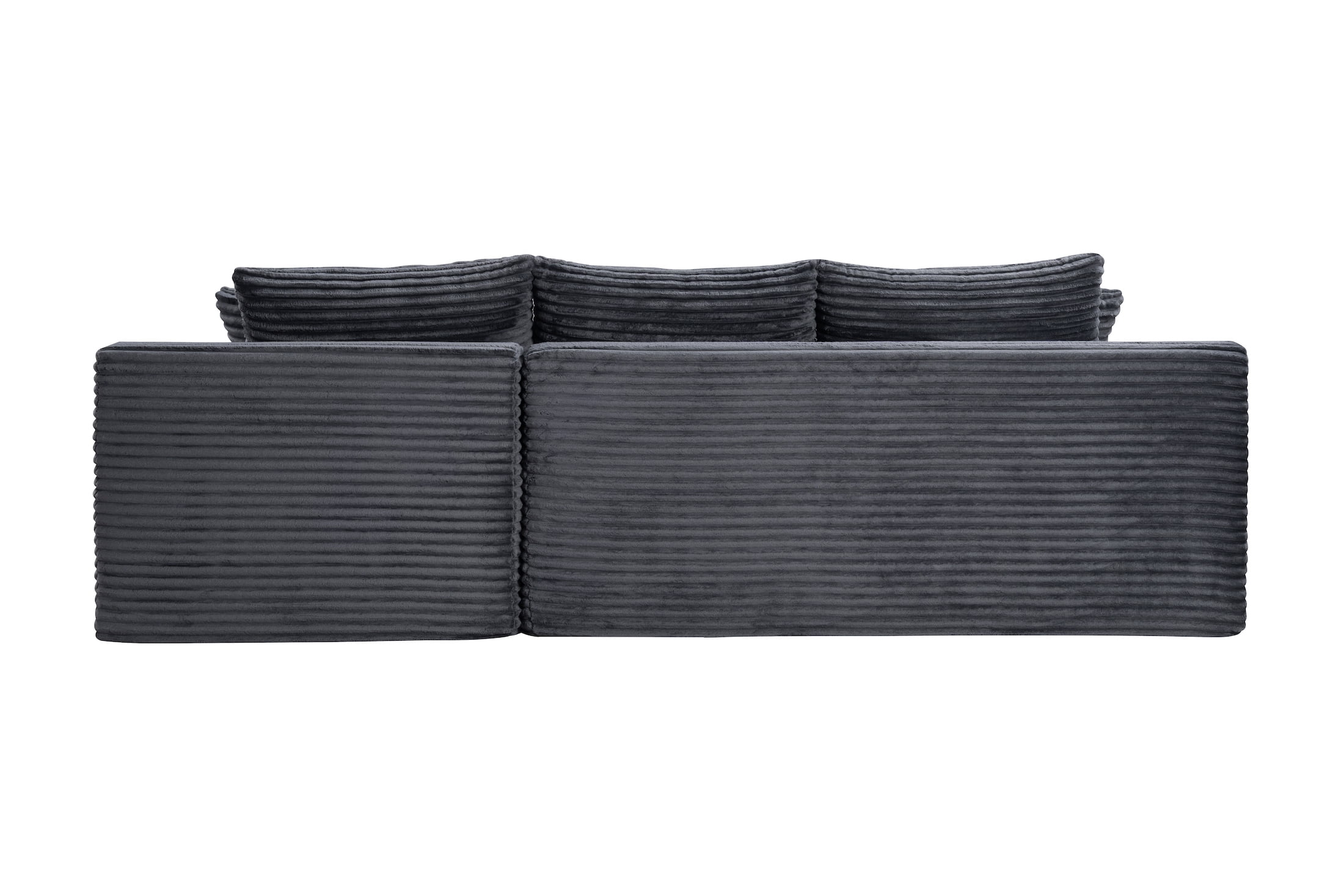Xiweot 95" Cloud Sectional Sofa Deep Seat Boneless Couch L-Shaped Modular Couch, Modern Right Chaise Corduroy Upholstered Sofa with Side Pockets for Living Room, Gray