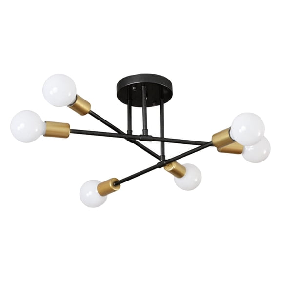 Lámpara E27 de luz de techo de de 6 luces para decoración de bar Negro dorado Sunnimix Lámpara de techo
