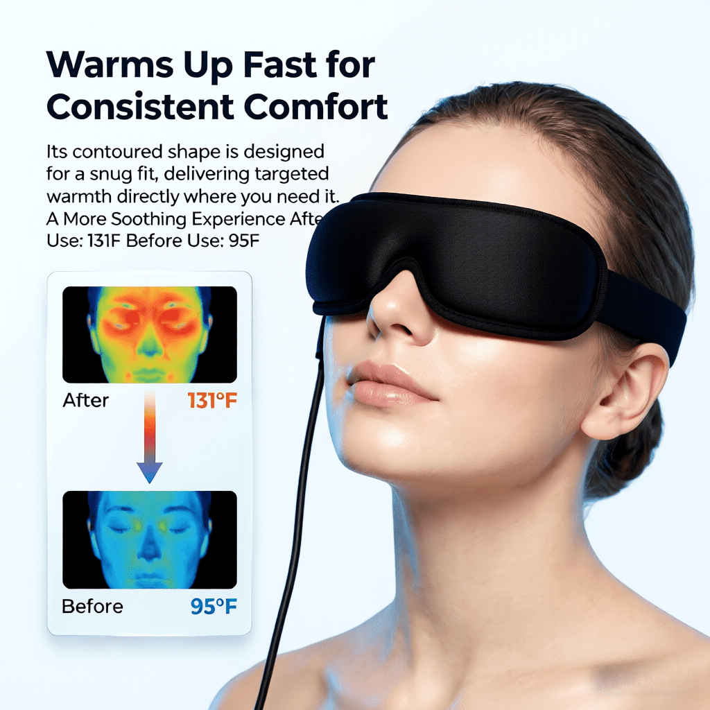 Heated Eye Mask for Dry Eyes, Relaxing Warm Compress for Tired Eyes, Puffy Eyes, and Sleep