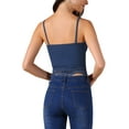 thumbnail image 3 of INSPIRE CHIC Women's Sexy V Neck Sleeveless Lace Trim Y2K Cropped Tank Top M Dark Blue, 3 of 6