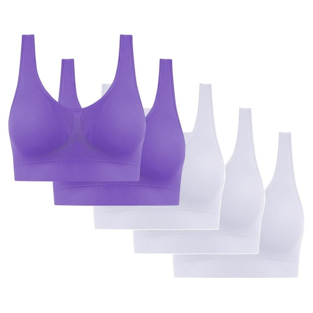 5PC Women's High Impact Sports Bra - Seamless Wireless Support | Comfortable Workout Bralette with Pad Insert Slots