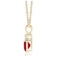 thumbnail image 2 of Angara Natural Ruby Necklace - Heart-Shaped Ruby Rabbit Ear Bale Pendant in 14K Yellow Gold for Women, 2 of 10