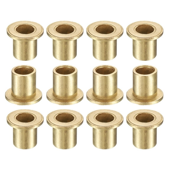 12 Pack Flange Sleeve Bearings, 6mm Bore x 8mm OD x 10mm Length, Self-Lubricating Sintered Bronze Bushings