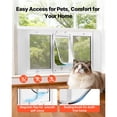 thumbnail image 6 of Cat Door for Window, Adjustable to Fit Window Width 35"-40", 4 Secure Lock Modes, Aluminum Frame and High-Transparency Glass, Magnetic Closure, Weatherproof Quick-Fit Pet Door for Cats, White, 6 of 13