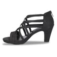 thumbnail image 3 of XYD Women Fashion Round Open Toe Block Low Heel Pumps Ballroom Strappy Sandals Back Zip Dance Party Dress Shoes Size 4 Black, 3 of 5