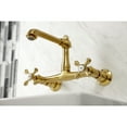 thumbnail image 3 of Kingston Brass KS7247AX English Country Double-Handle Wall Mount Bathroom Faucet, Brushed Brass, 3 of 11