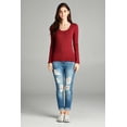 thumbnail image 5 of Emmalise Women's Plain Basic Scoop Neck Long Sleeve TShirt Tee - Burgundy, 1XL, 5 of 6