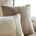 thumbnail image 4 of Benjara 10 Piece King Polyester Comforter Set with Damask Print- Cream and Gold, 4 of 7