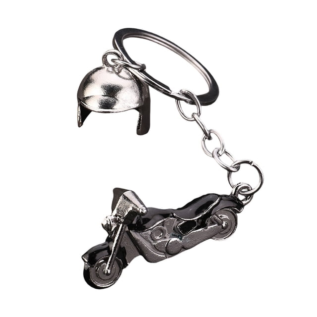 Keychain Pendant Motorcycle Shape Zinc Alloy Key Chain with Electroplated Double Helmet Design Cool Street Style Key Holder Backpack Car Accessory