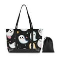 thumbnail image 7 of FORMRS Canvas Laptop Tote Bag for Women with 15.6" Computer Compartments Shoulder Handbag, White Halloween Ghost, 7 of 7