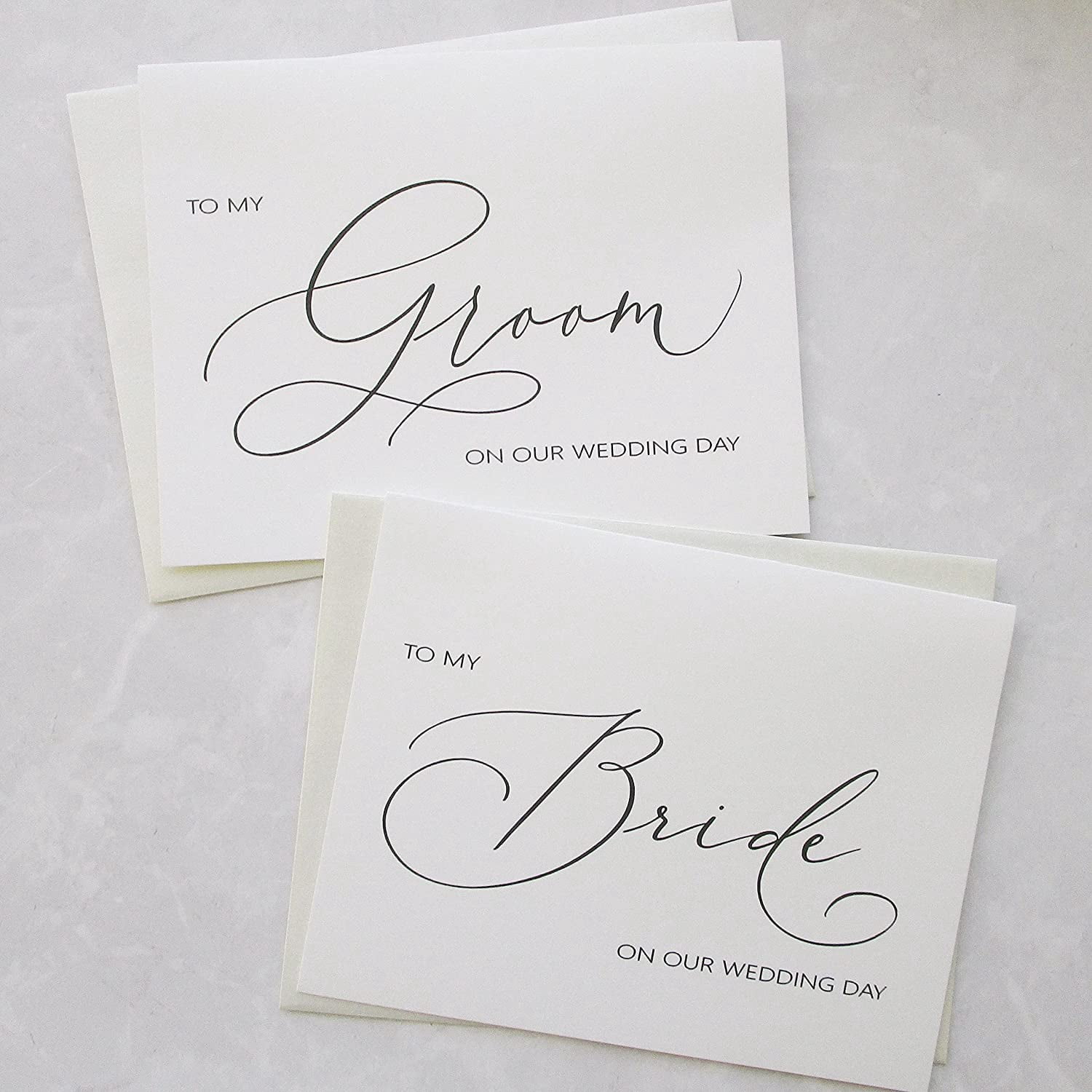 Set Of 2 Wedding Day Cards With Shimmer Envelopes – 'To The Love Of My Life' & 'I Can't Wait To Marry You' Blank Inside Cards