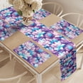 thumbnail image 2 of Ambesonne Floral Table Runner & Placemats, Lotus Flower and Buds Motifs, Placemat 4 pcs + Runner 12"x90", Fuchsia and Lavender, 2 of 2