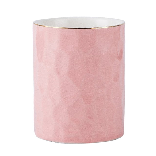 Portaescobillas de maquillaje Portalápices de cerámica Soporte Taza Portalápices Organizadorrosa