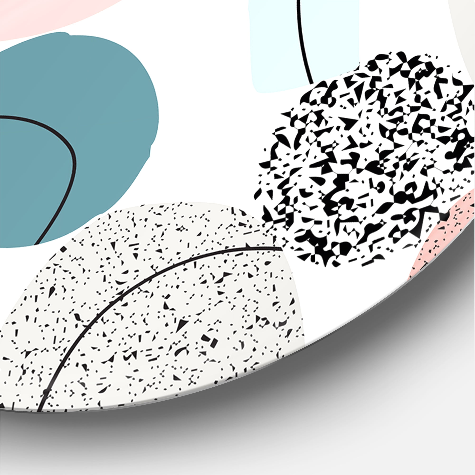 Designart 'Art Collage In Pastel Colors' Modern Circle Metal Wall Art 36x36 - Disc of 36