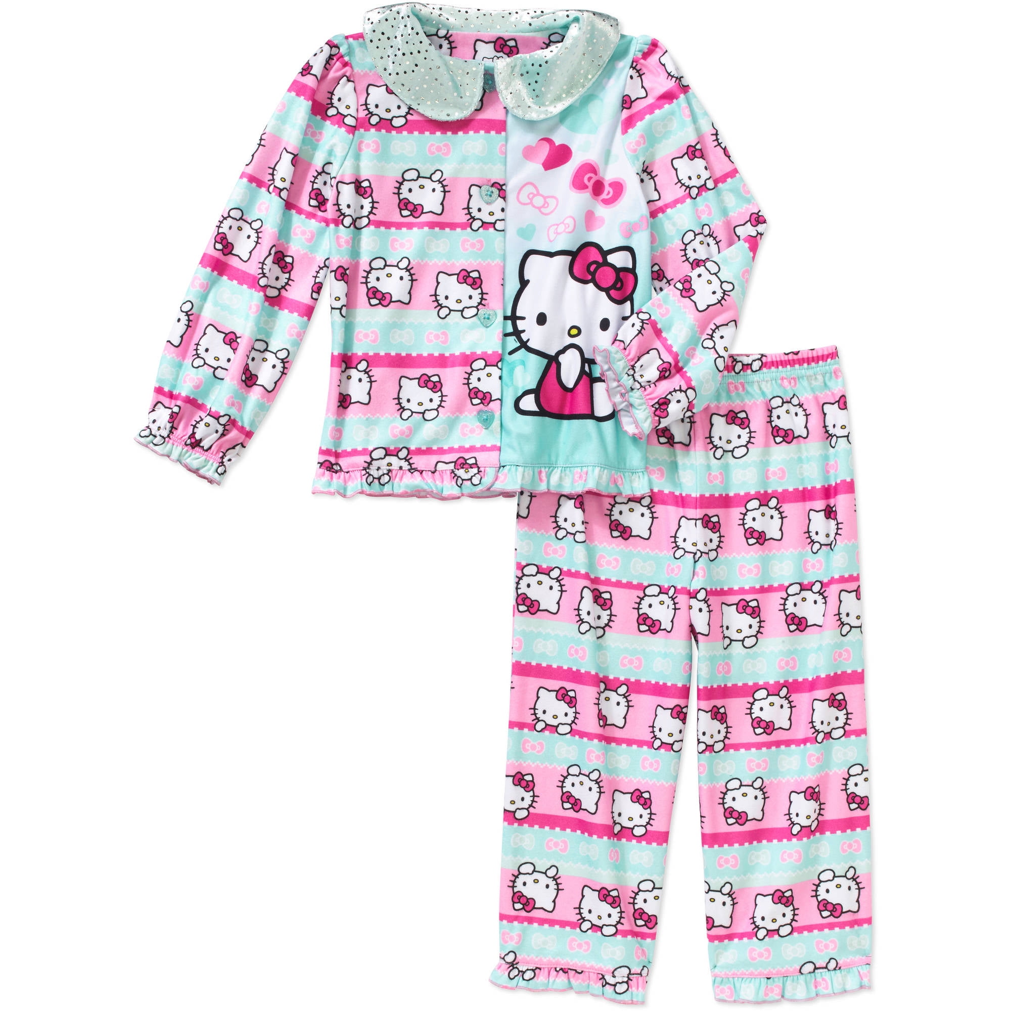 Hello Kitty Toddler Girls' Button Down Pajama 2Piece Set