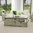 thumbnail image 4 of Farmhouse Wood Coffee Storage Sliding Barn Door Large Table - Light Gray, 4 of 4