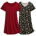thumbnail image 3 of Avidlove 2 Pack Women Nightgown Sleepwear Flare Short Sleeve Sleepshirts Veck Sleepdress Causal Pajama Dress S-XXL, 3 of 7