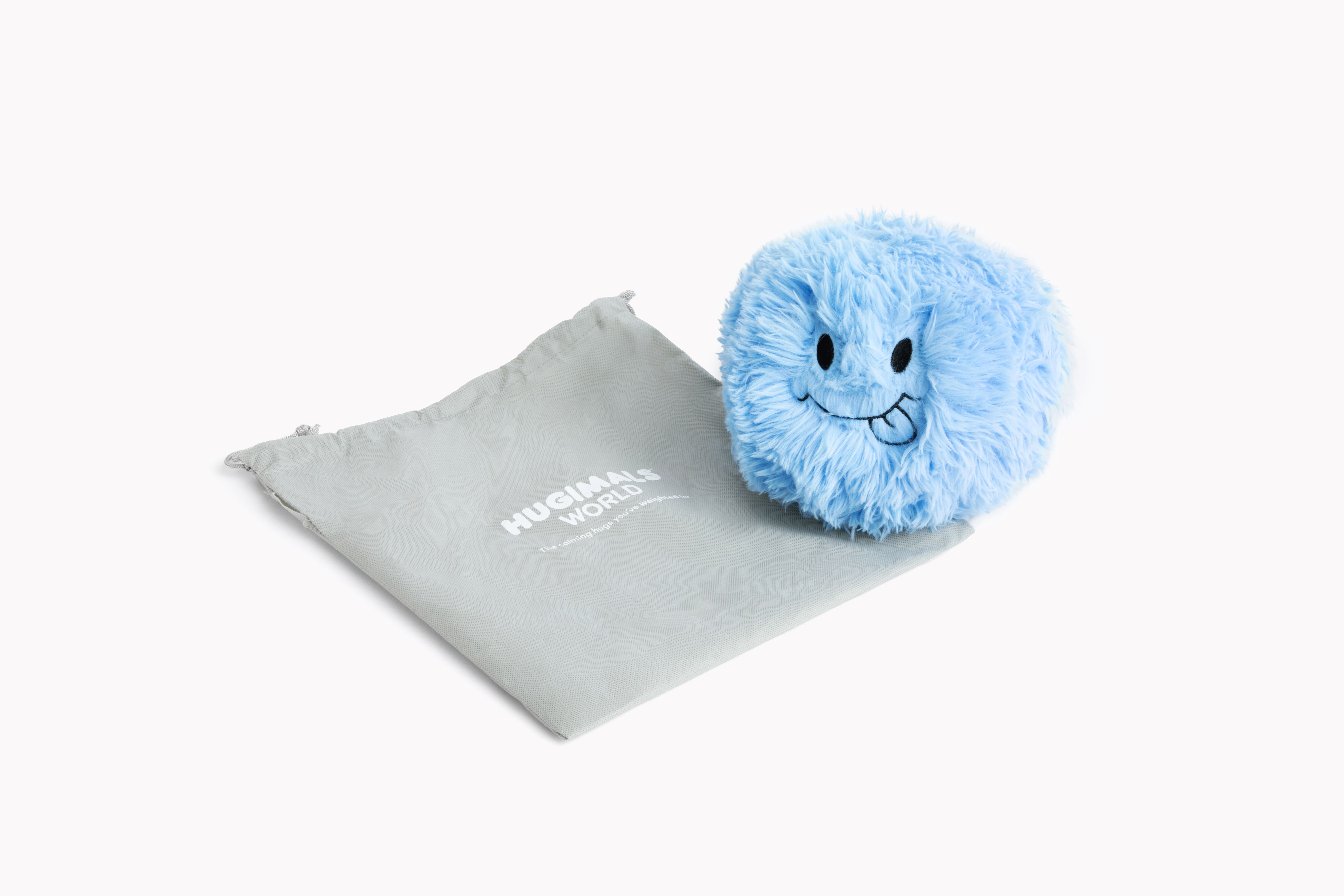 The Hug Ball from Hugimals - 3 lb Weighted Ball for Sensory Play - Blue Plush with Fun “Sweet/Silly” Faces - for Emotional Regulation, Social Emotional Learning, Relaxation, Comfort, Education Age 2+
