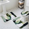 thumbnail image 3 of Abstract Geometric Bathroom Rugs Set Watercolor White Green Blend Non Slip Absorbent Soft Bath Mats 3 Piece Set with Bathroom Rug, U-Shaped Floor Mat, Toilet Seat Cover Small Size, 3 of 9