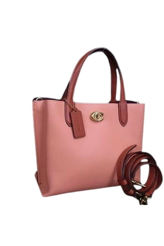 Pre-Owned COACH Willow Tote 24 Colorblock Pink Leather Shoulder Bag C8561