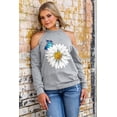 thumbnail image 4 of ABPHQTO Top desgastado con hombros descubiertos y estampado de margaritas y mariposas para mujer, 4 of 5