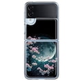 thumbnail image 1 of MUNDAZE Samsung Galaxy Z Flip 4 Shockproof Clear Hybrid Protective Phone Case Kawaii Manga Pink Cherry Blossom Full Moon Cover, 1 of 5