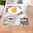 thumbnail image 5 of LNWH Pink Floral Leaf Pattern Placemats, 1 PCS Heat Resistant Washable PVC Table Mats, 18"x12", 5 of 6