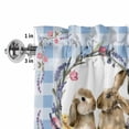 thumbnail image 4 of Easter Bunny Rod Pocket Curtain Valance, Spring Easter Eggs Chick Floral Blue Check Farmhouse Window Valance for Living Room, Bedroom, Kitchen 54"W x 18"L, 4 of 9