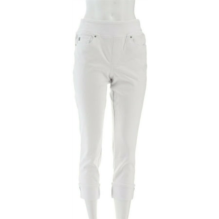 Belle Kim Gravel Flexibelle Cuffed Jeans White 2 NEW A345862 | Walmart ...