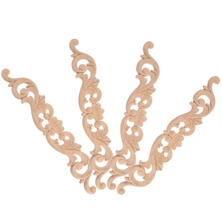 Raindrops Khaki Decorative Wood Appliques for Furniture with Carved Design and Lightweight Durability 4 Pieces