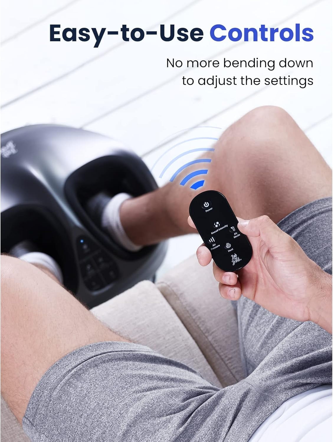 Bob and Brad Shiatsu Foot Massager with Heat and Remote, Deep Kneading Therapy with 4 Level, Improve Foot Wellness, Fits Feet up to Men Size 12- Black