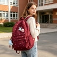 thumbnail image 4 of SGMVNU Backpack for School with Pendant Floral Print Middler High School Campus Backpacks Students Large Capacity Schoolbag, Red, 4 of 7
