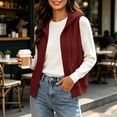 thumbnail image 4 of FRSASU Women's Oversized Zip Up Sweatshirts Sleeveless Hoodie Lightweight Jackets Vest Plus Size Fall Lightweight Coat Wine, 4 of 9